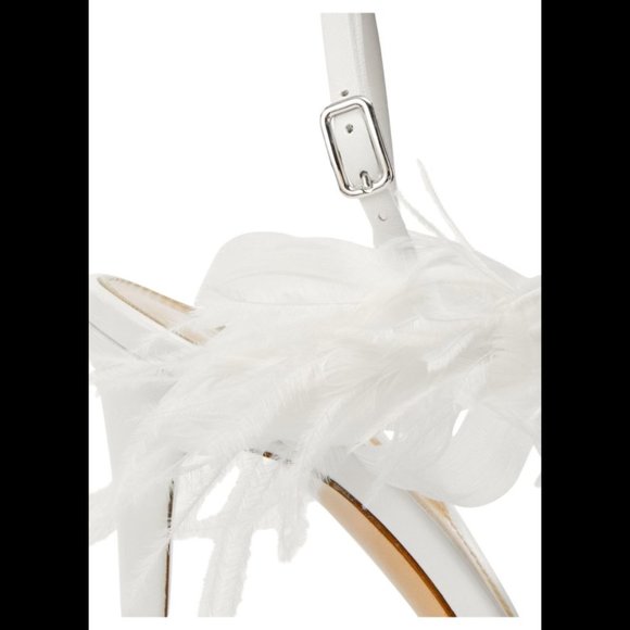 NEW Gianvito Rossi White Sandals Size 37/7.Feather & Crystal Detail Straps Event - Picture 7 of 15